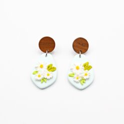 Brincos Duplos Flores Azul Claro