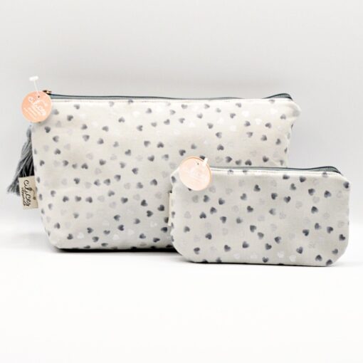 Bolsa Corações Cinzento e Prateado