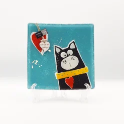 Prato Côncavo em vidro Gato