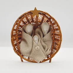 Linen Nativity Scene in a Basket